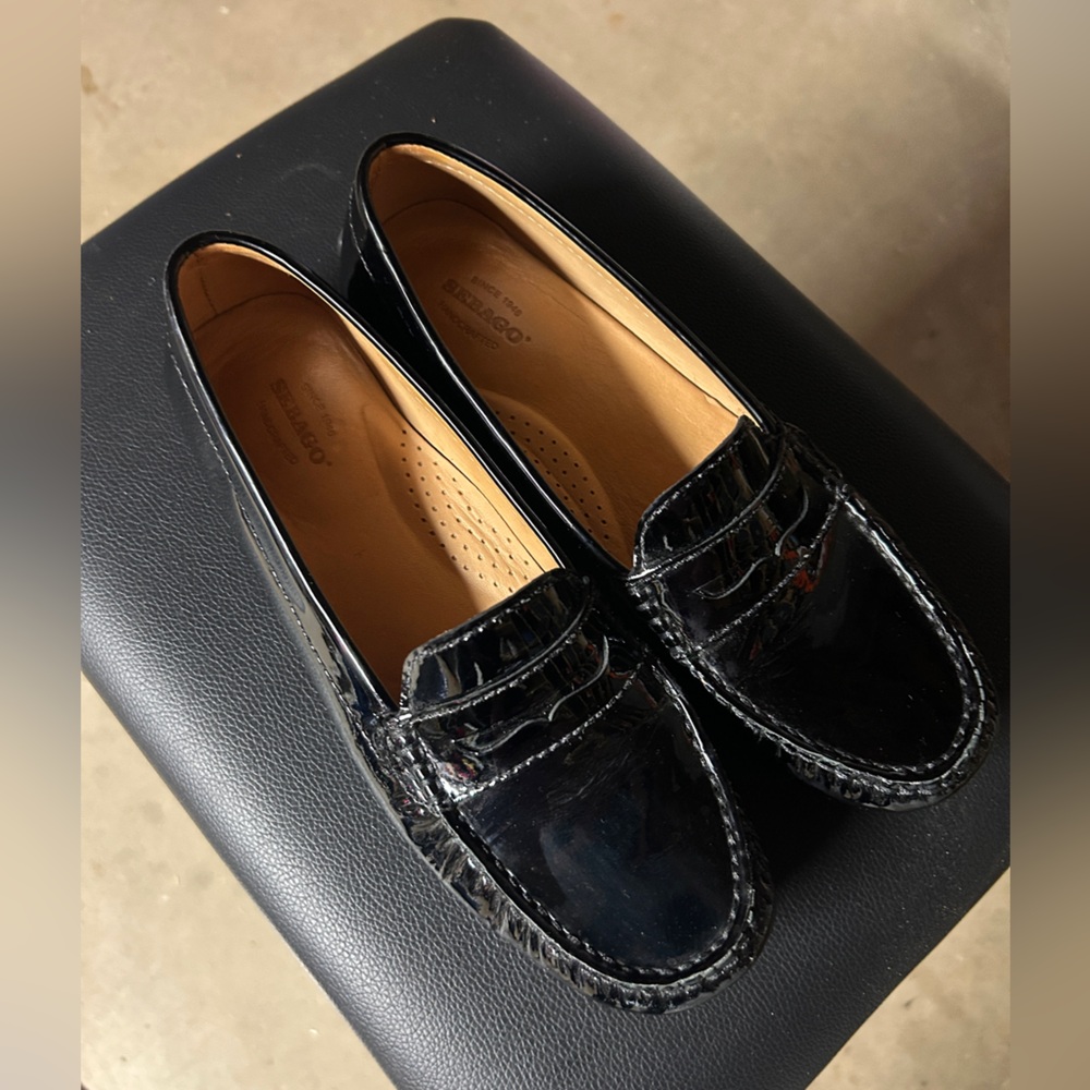 Sebago Sz 7.5 Harper Penny Black Patent Loafers Women’s